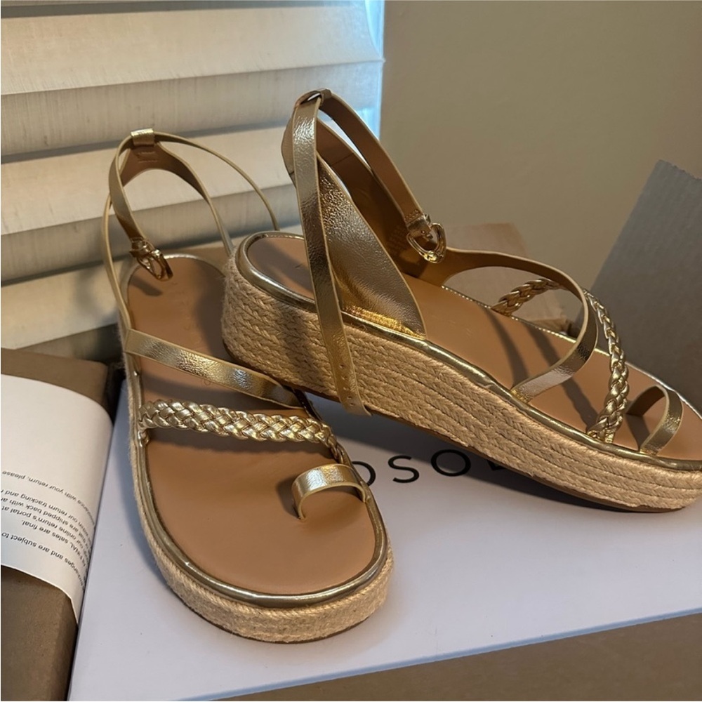 Gold Gladiator Wedge Sandals